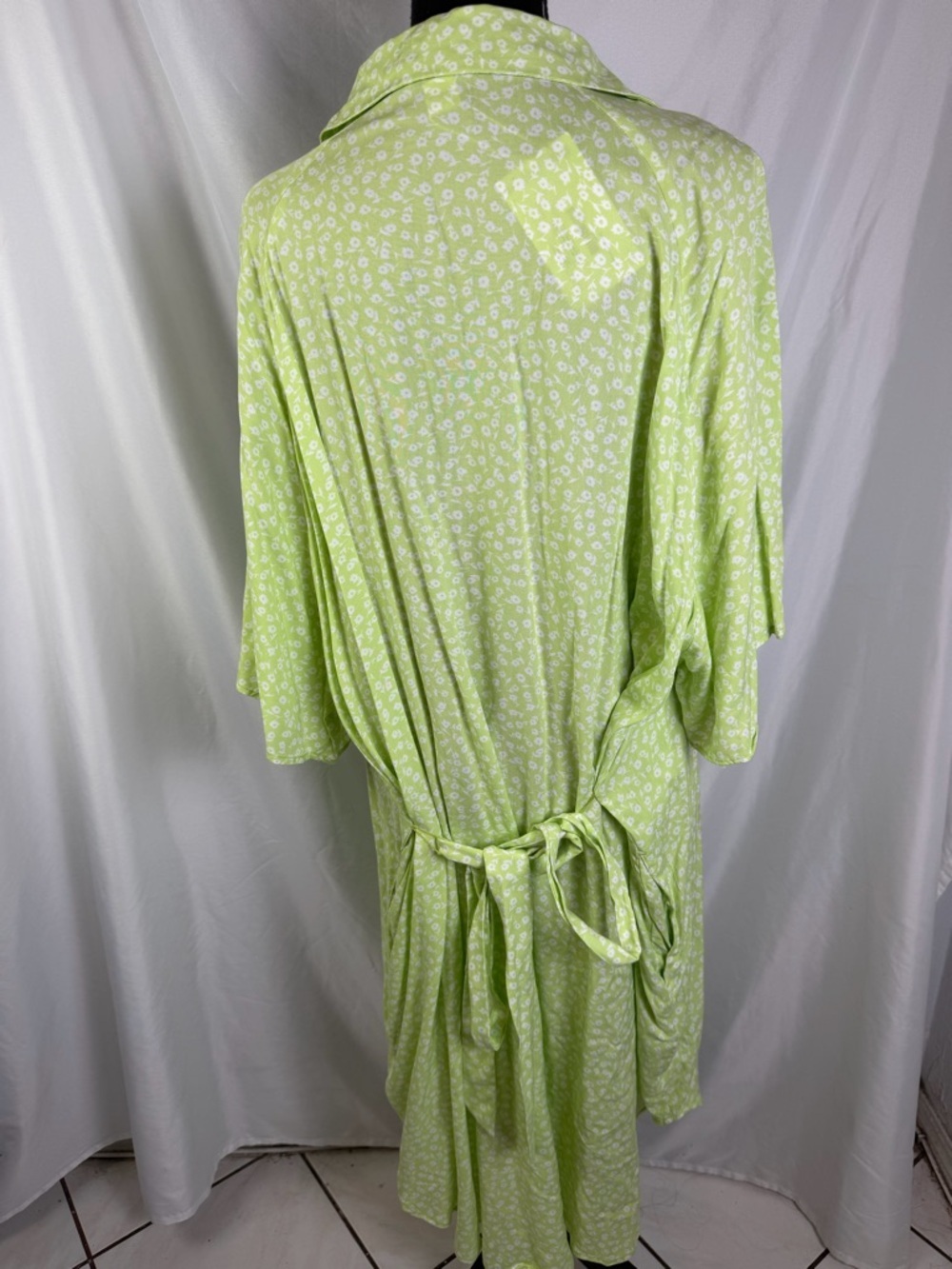 ASOS MONKI Lime Floral Button Mini Dress XXL Casual Belted Shirt Dress NWT - Picture 6 of 10